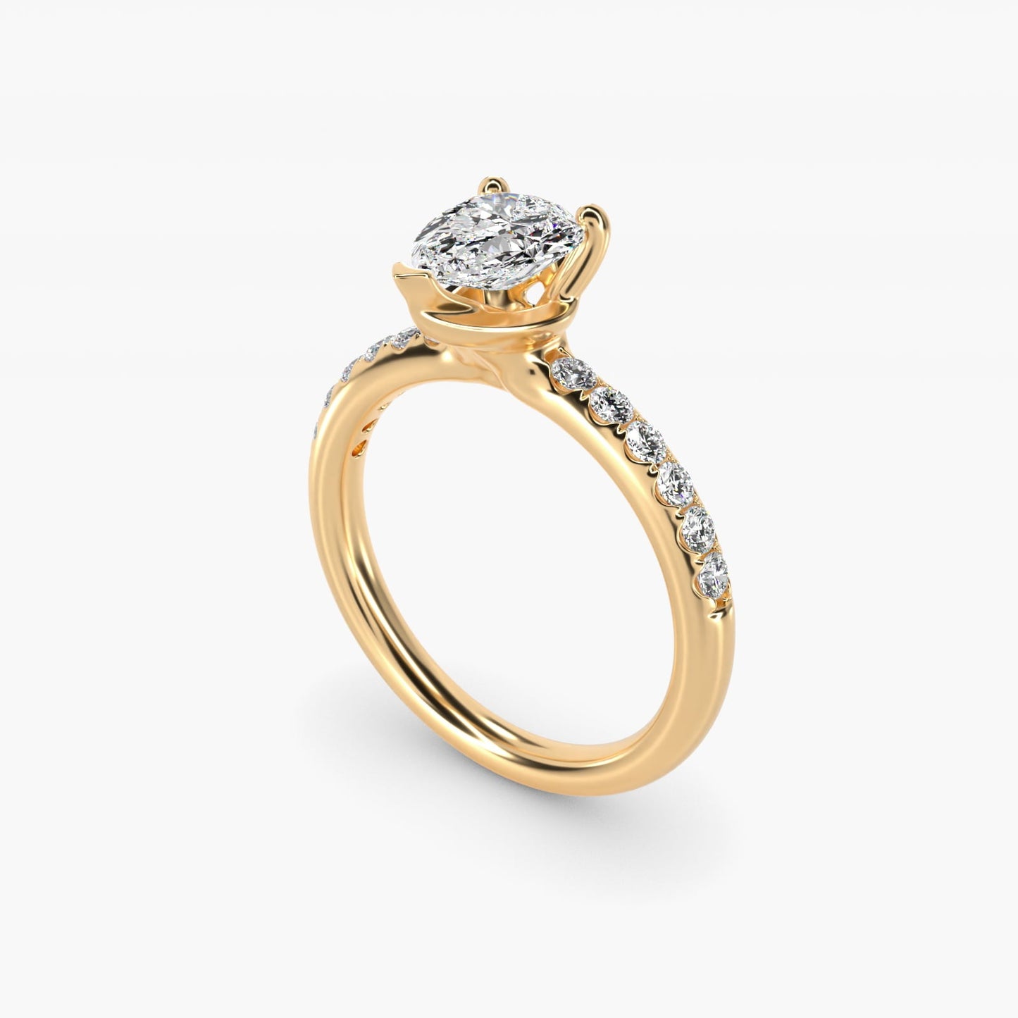 Mini Micropav? Diamond Engagement Ring in 18k Yellow Gold - Pear Center