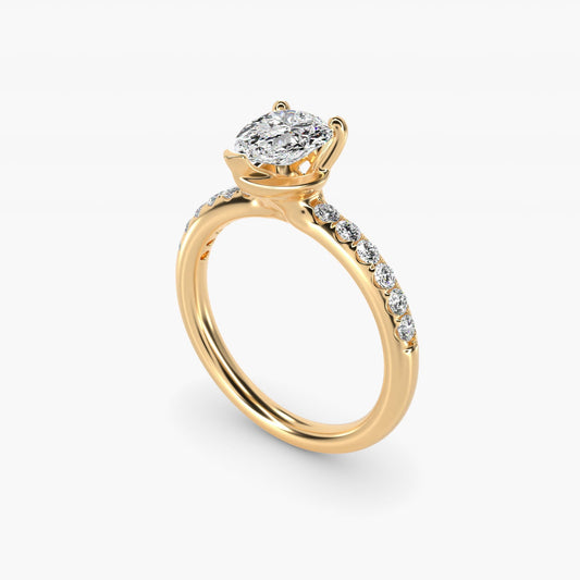 Mini Micropav? Diamond Engagement Ring in 18k Yellow Gold - Pear Center