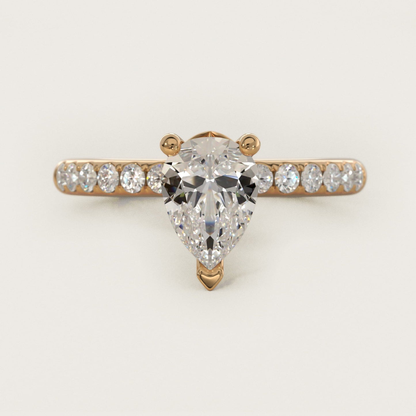 Mini Micropav? Diamond Engagement Ring in 18k Yellow Gold - Pear Center