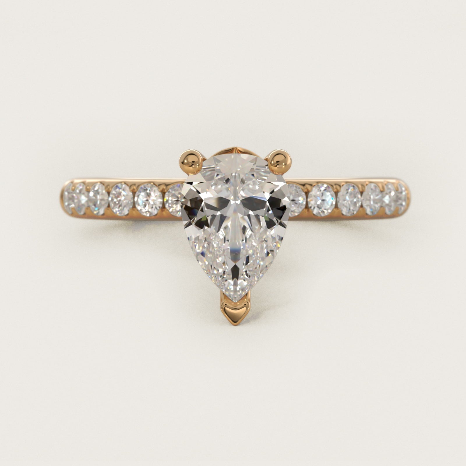 Mini Micropav? Diamond Engagement Ring in 18k Yellow Gold - Pear Center