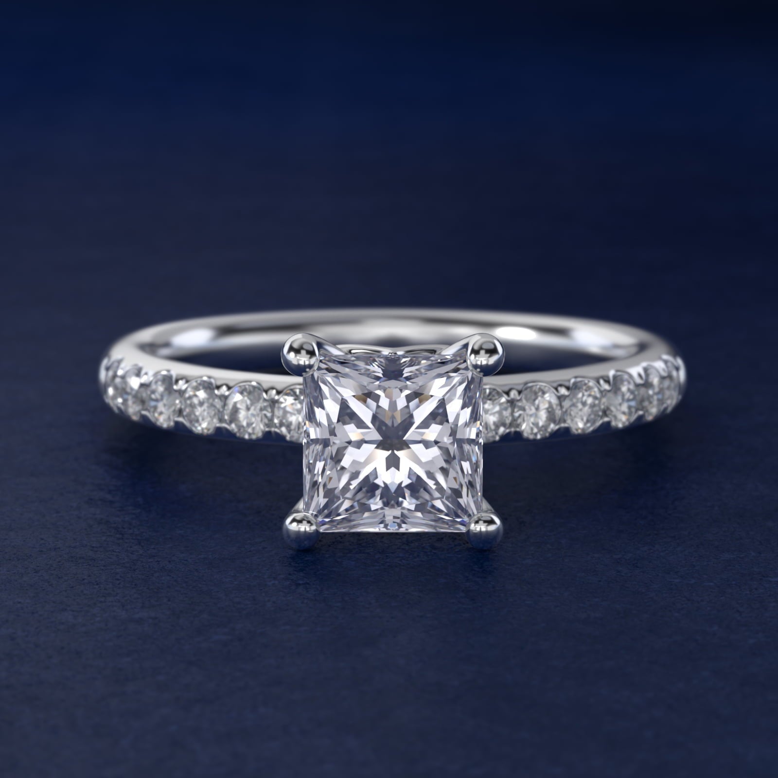 Mini Micropav? Diamond Engagement Ring in 18k White Gold - Princess Center