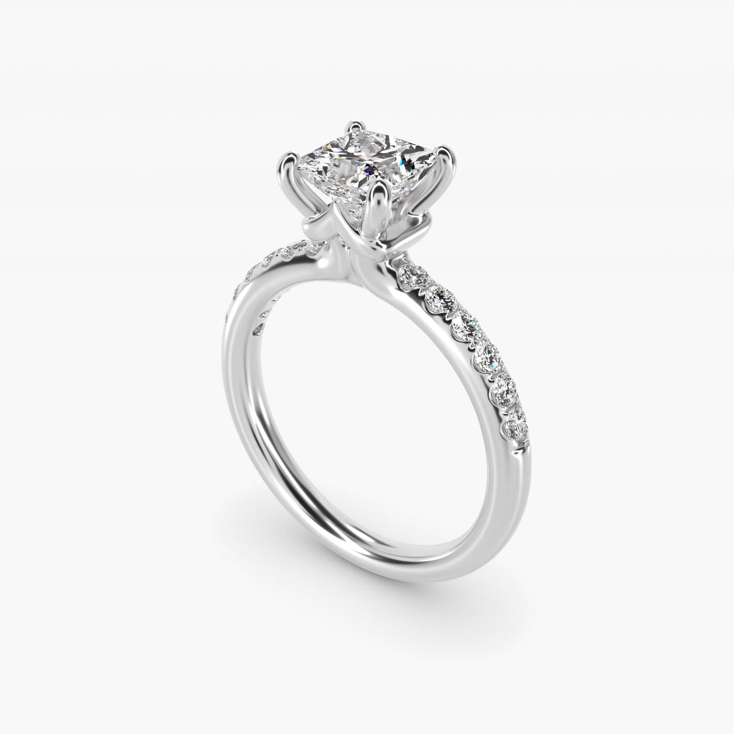 Mini Micropav? Diamond Engagement Ring in Platinum - Princess Center