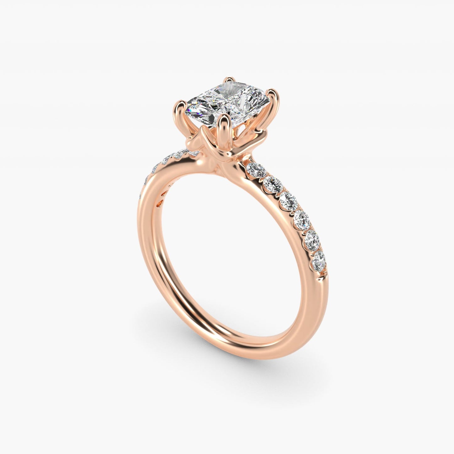 Mini Micropav? Diamond Engagement Ring in 18k Rose Gold - Radiant Center