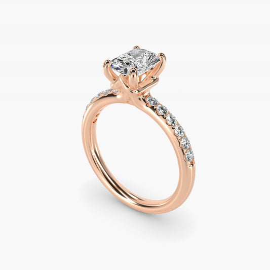 Mini Micropav? Diamond Engagement Ring in 18k Rose Gold - Radiant Center