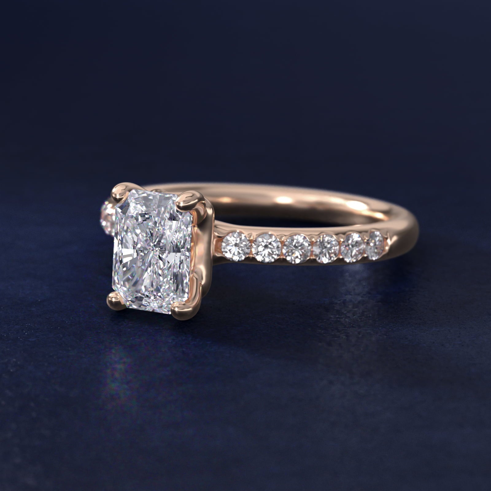 Mini Micropav? Diamond Engagement Ring in 18k Rose Gold - Radiant Center