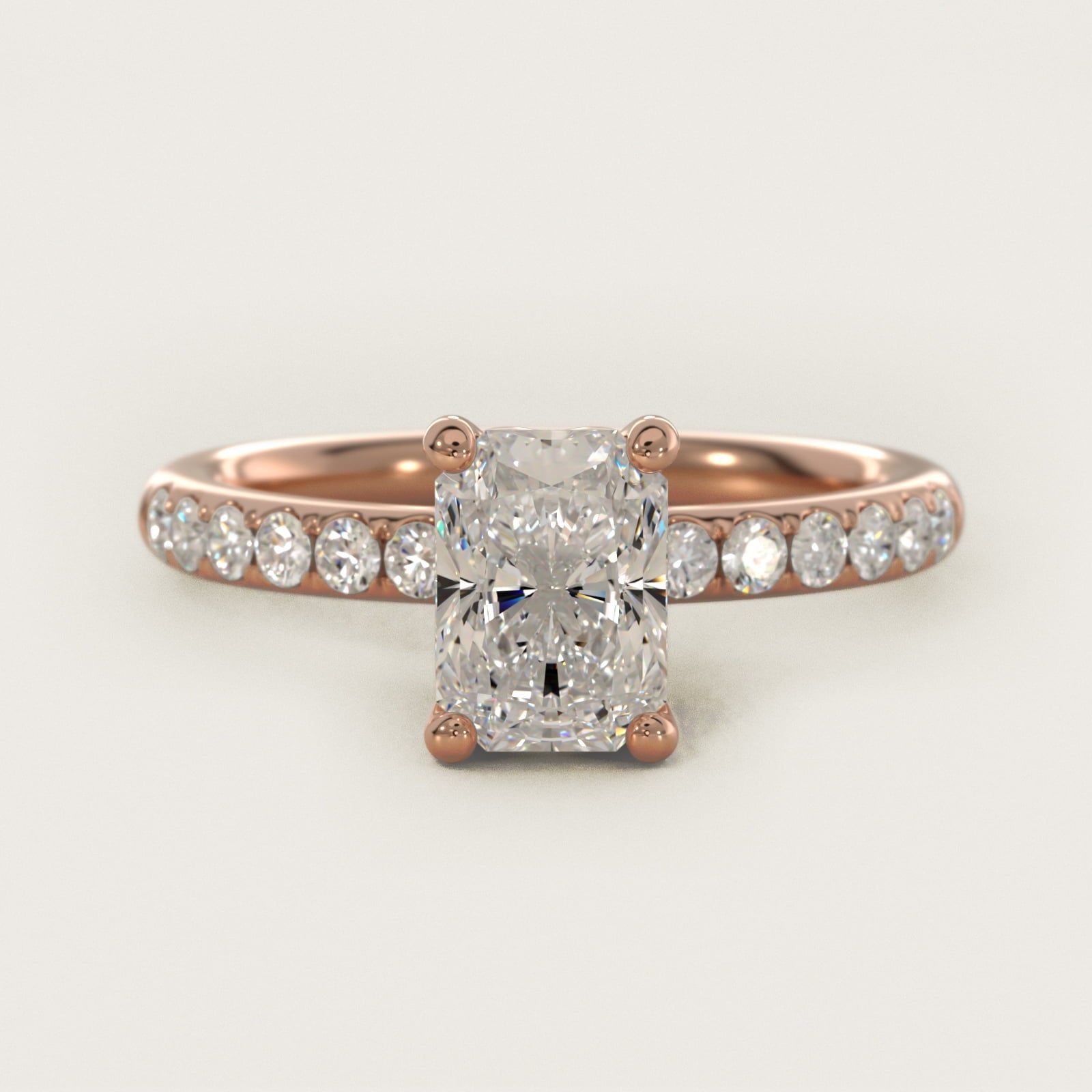 Mini Micropav? Diamond Engagement Ring in 18k Rose Gold - Radiant Center