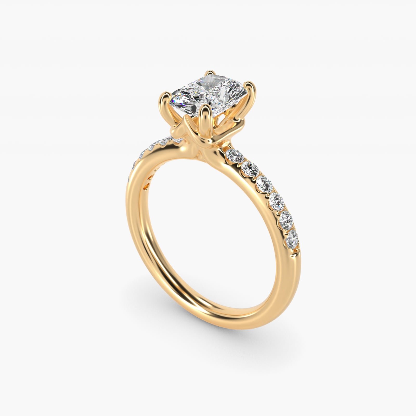 Mini MicropavŽ Diamond Engagement Ring in 14k Yellow Gold - Radiant Center