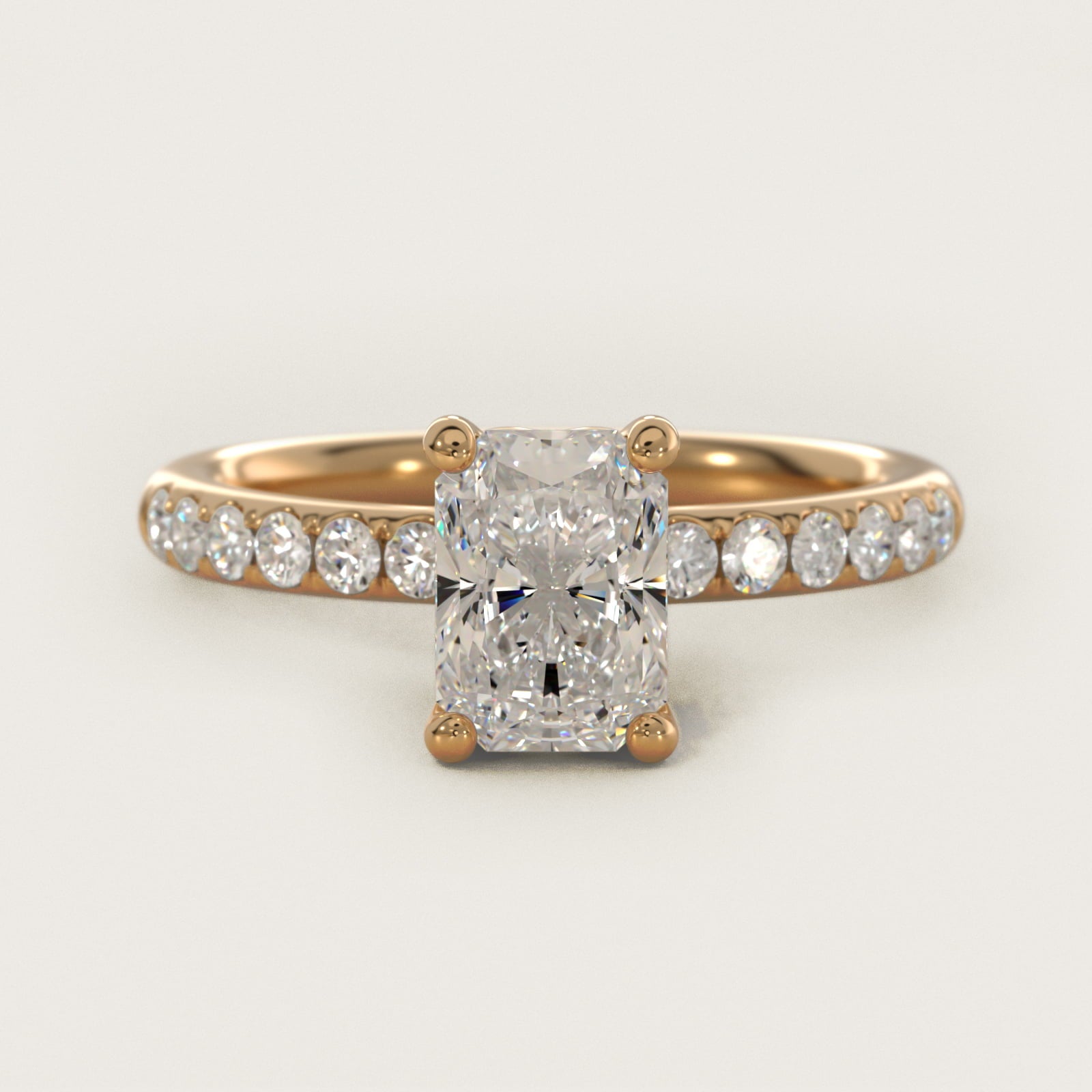 Mini MicropavŽ Diamond Engagement Ring in 14k Yellow Gold - Radiant Center