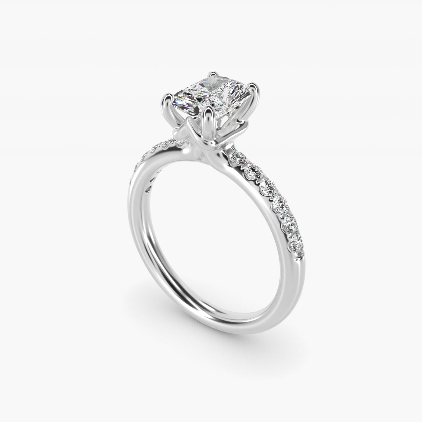 Mini Micropav? Diamond Engagement Ring in Platinum - Radiant Center