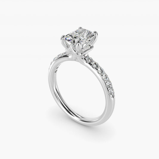 Mini Micropav? Diamond Engagement Ring in Platinum - Radiant Center