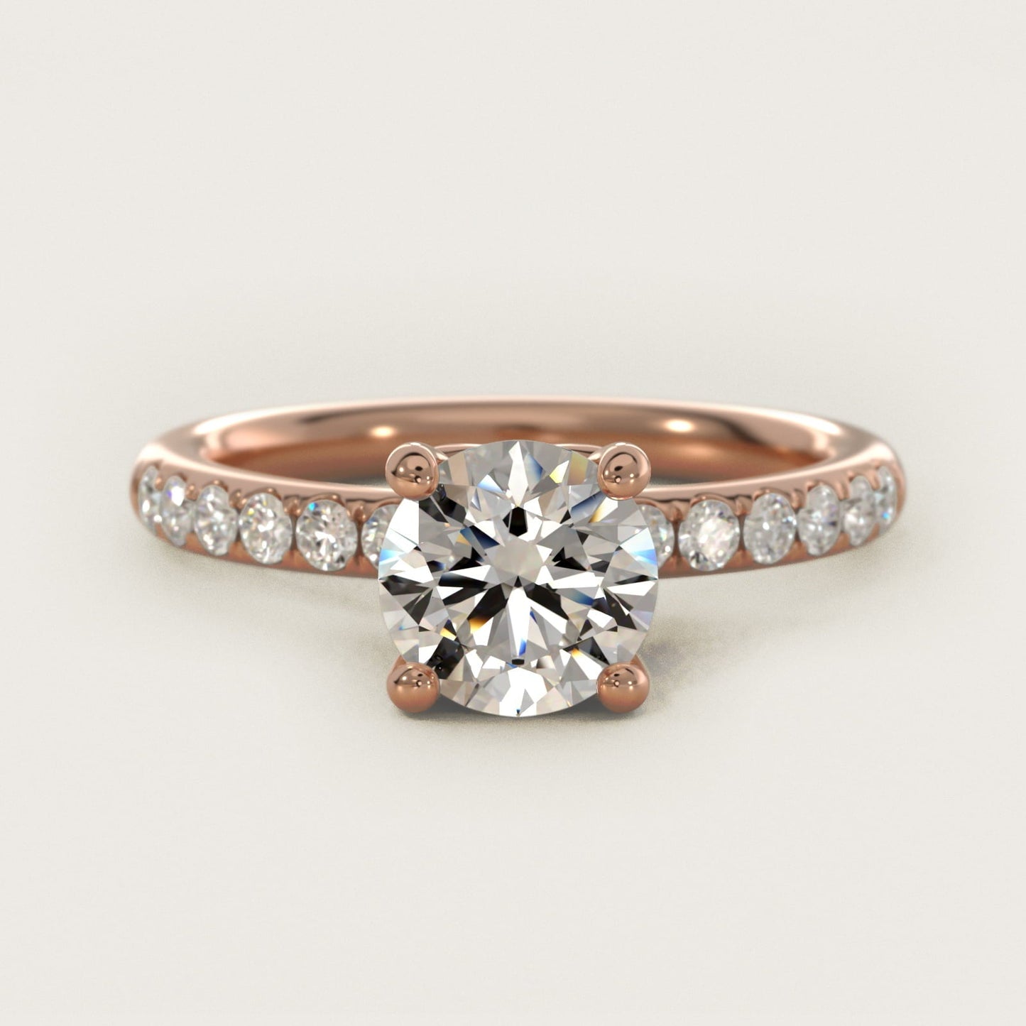 Mini Micropav? Diamond Engagement Ring in 18k Rose Gold - Round Center