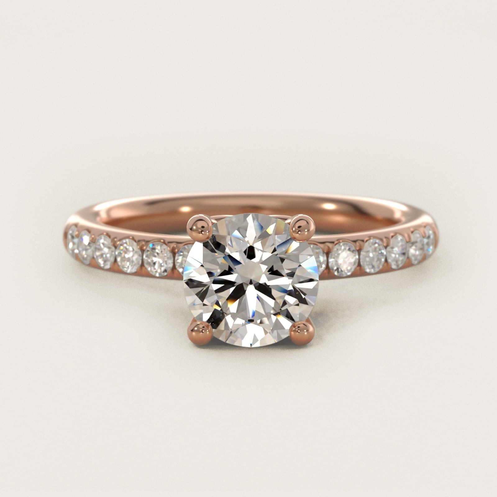 Mini Micropav? Diamond Engagement Ring in 18k Rose Gold - Round Center