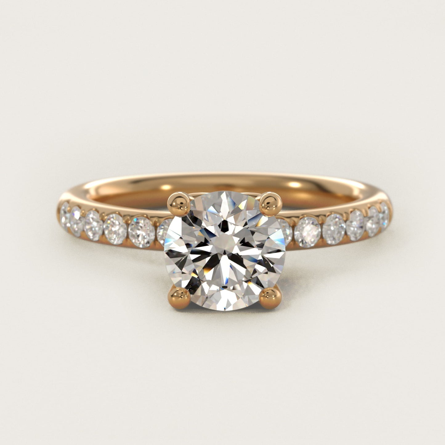 Mini MicropavŽ Diamond Engagement Ring in 14k Yellow Gold - Round Center