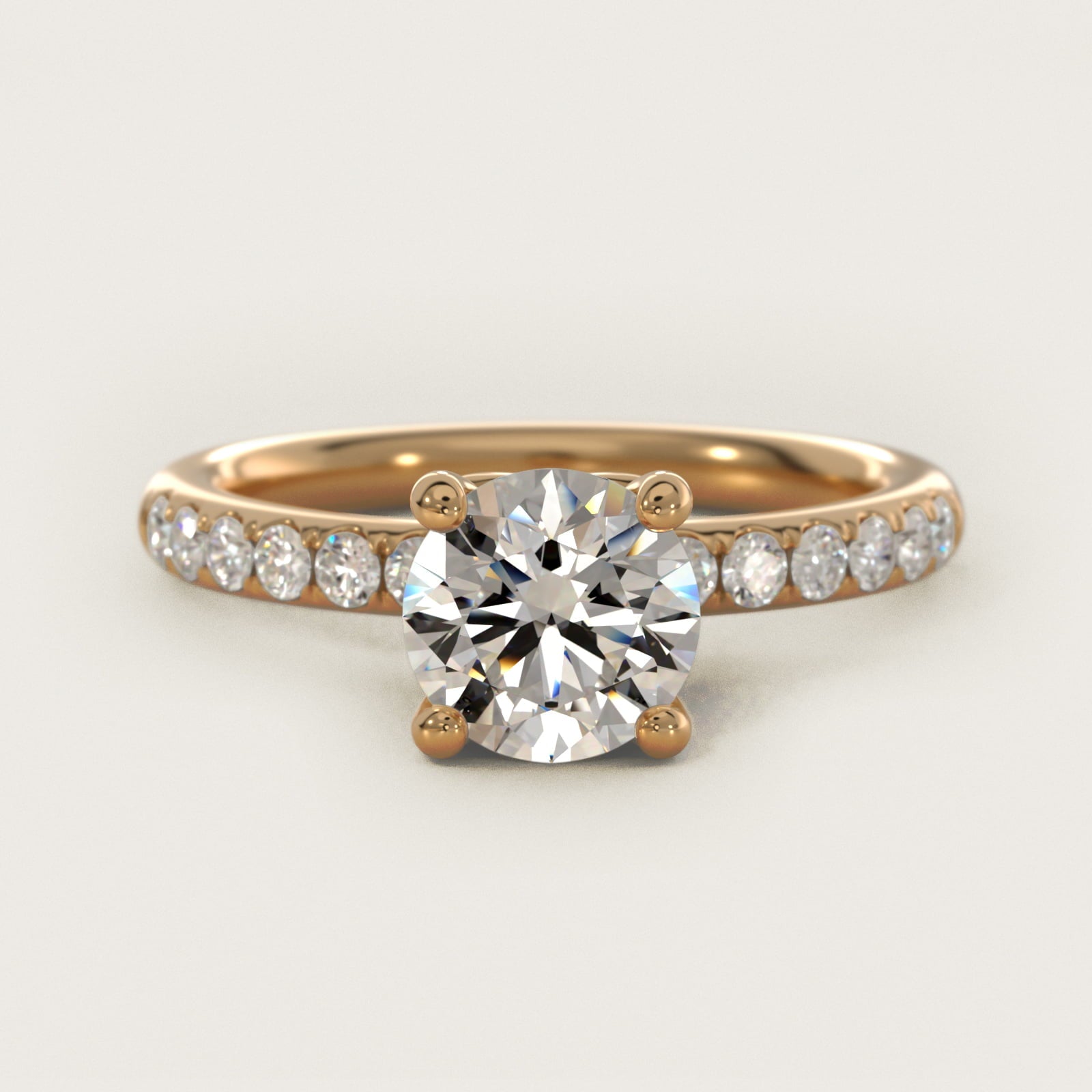 Mini MicropavŽ Diamond Engagement Ring in 14k Yellow Gold - Round Center