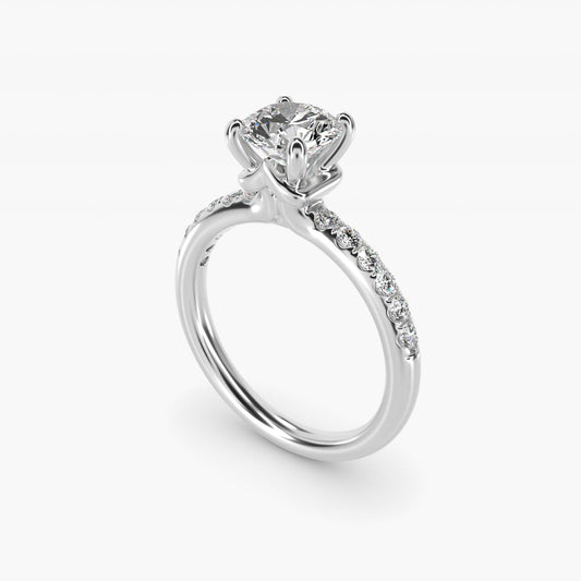 Mini Micropav? Diamond Engagement Ring in Platinum - Round Center