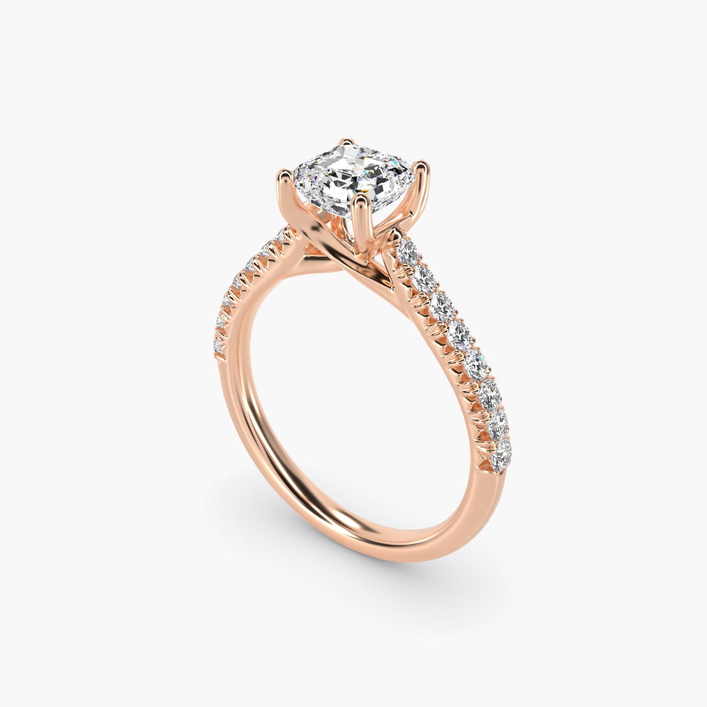 Modern Trellis Diamond Engagement Ring in 14K Rose Gold - Asscher Center