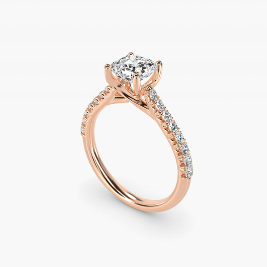 Modern Trellis Diamond Engagement Ring in 18k Rose Gold - Asscher Center