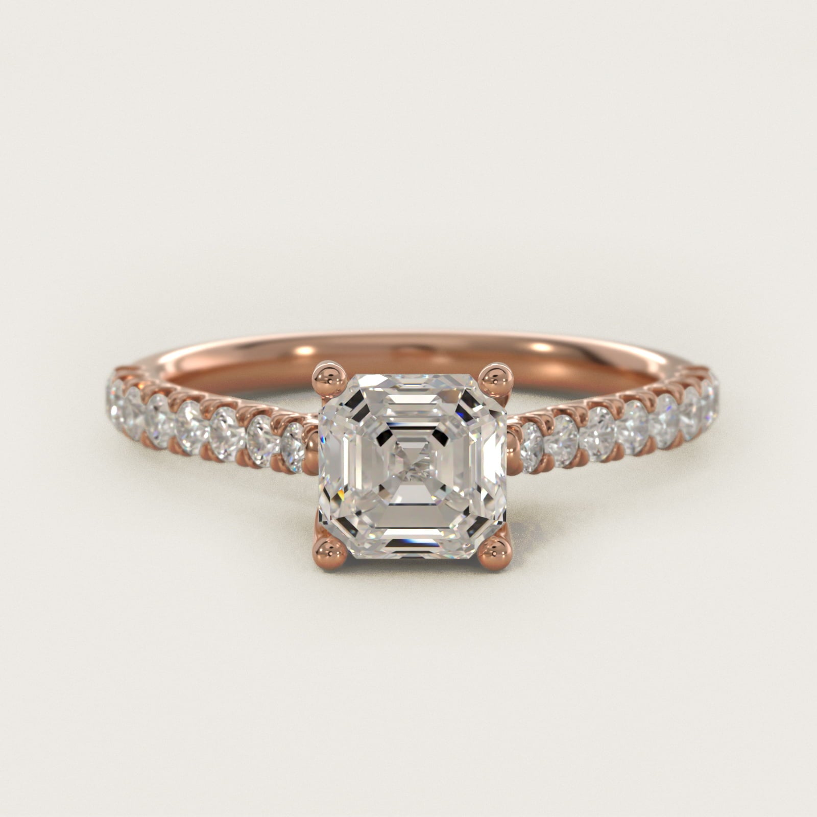 Modern Trellis Diamond Engagement Ring in 14K Rose Gold - Asscher Center
