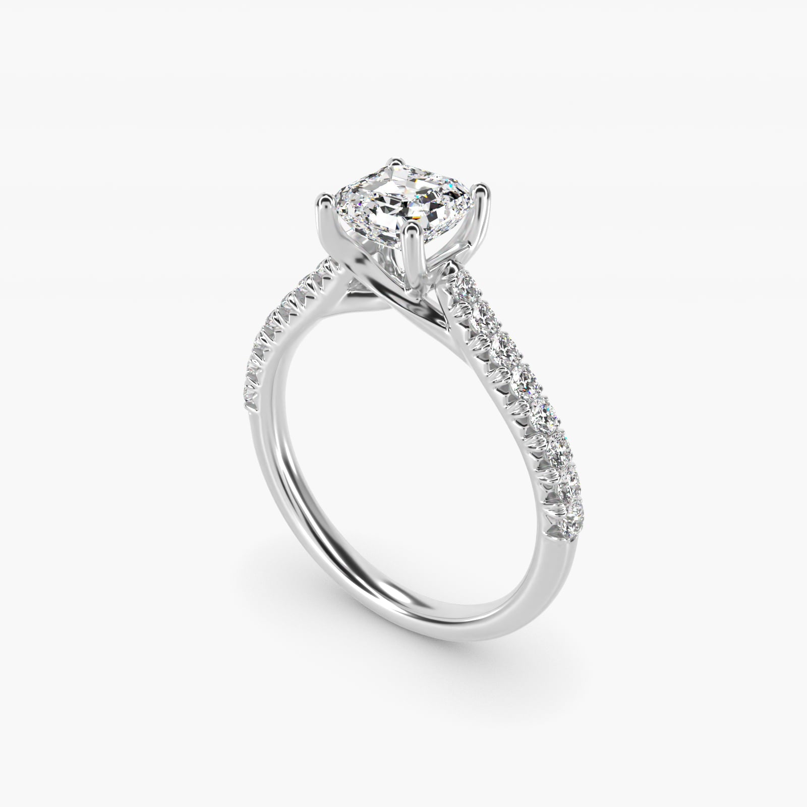 Modern Trellis Diamond Engagement Ring in 14k White Gold - Asscher Center