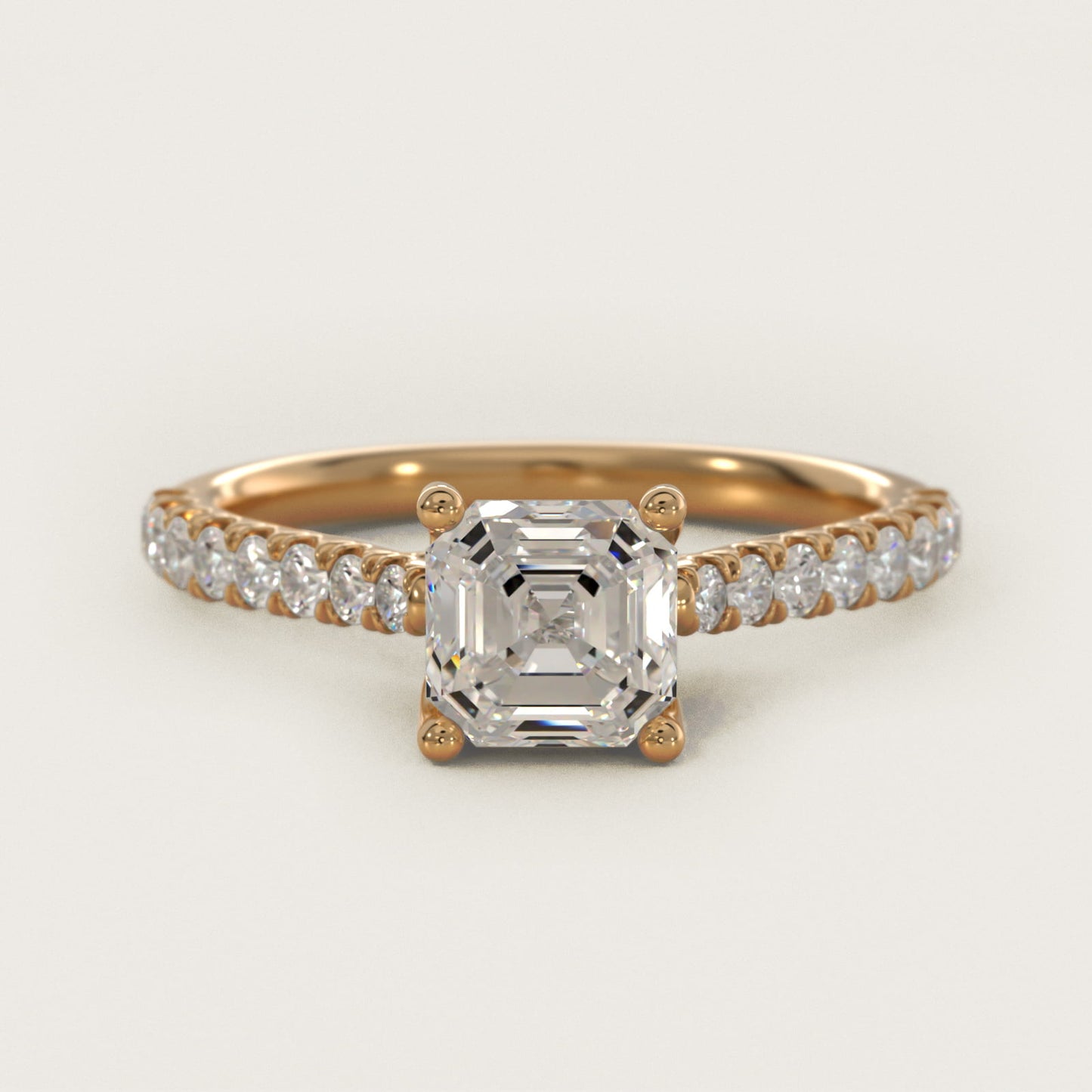 Modern Trellis Diamond Engagement Ring in 14k Yellow Gold - Asscher Center