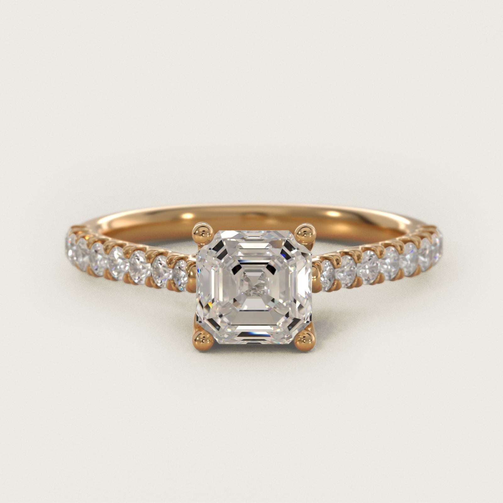 Modern Trellis Diamond Engagement Ring in 18k Yellow Gold - Asscher Center
