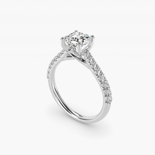 Modern Trellis Diamond Engagement Ring in Platinum - Asscher Center