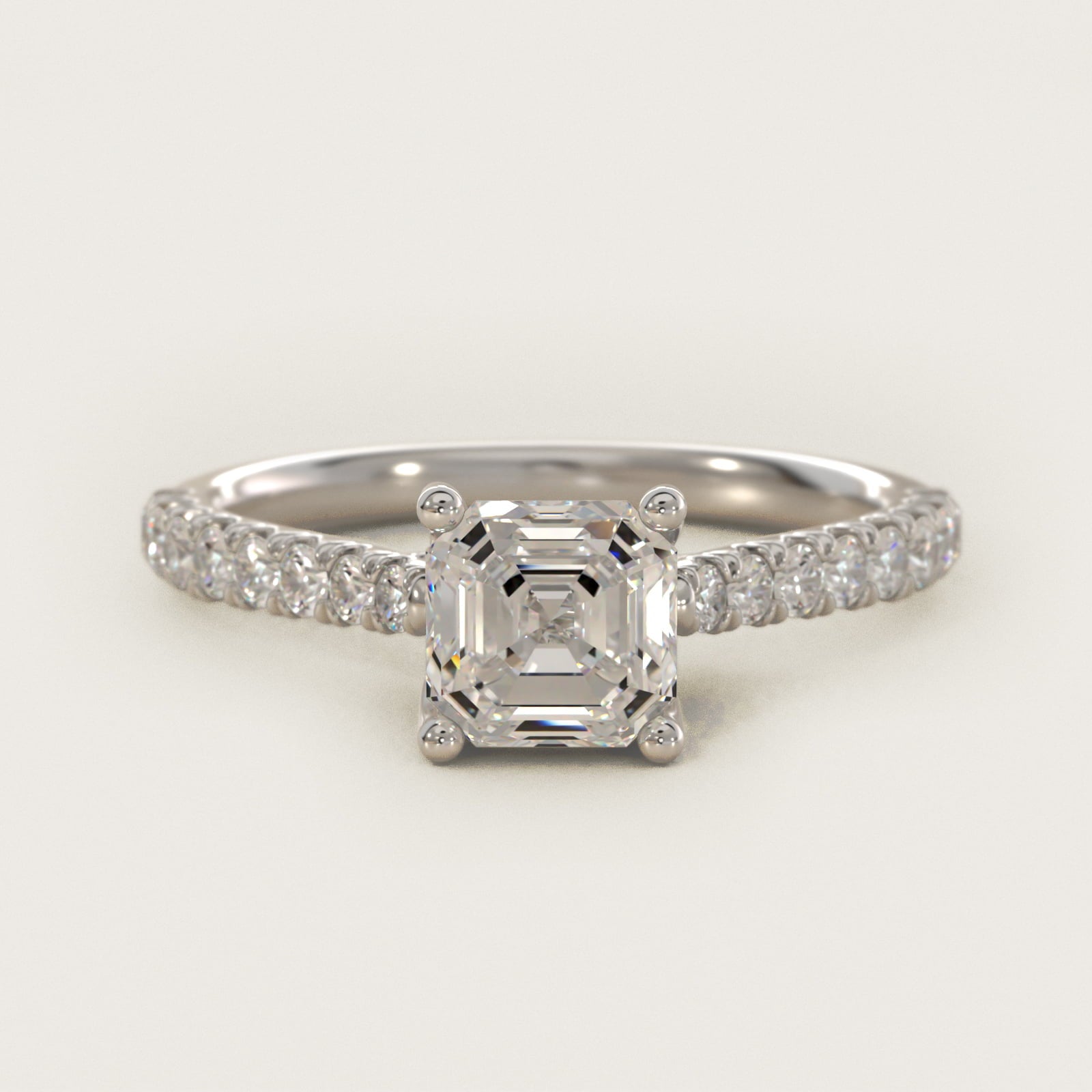 Modern Trellis Diamond Engagement Ring in Platinum - Asscher Center