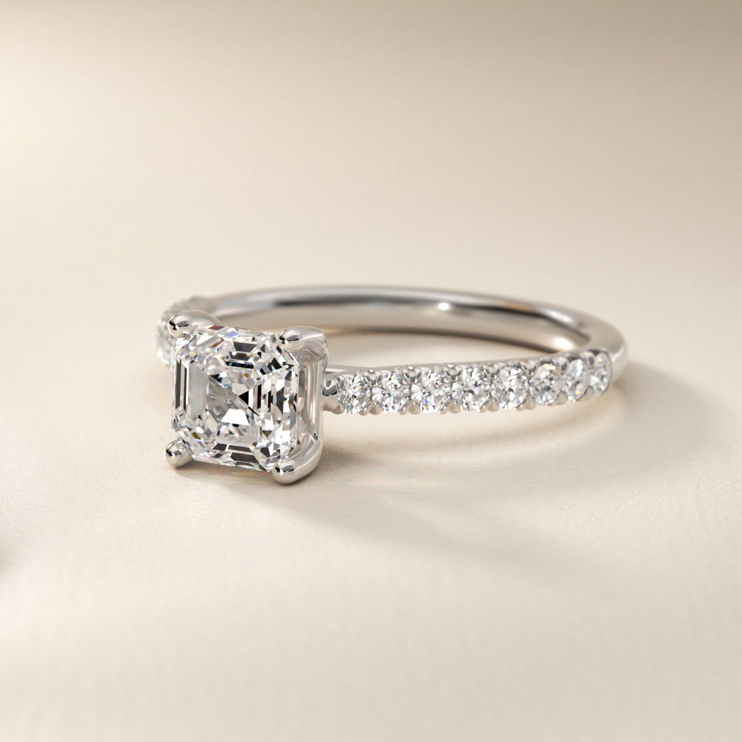 Modern Trellis Diamond Engagement Ring in Platinum - Asscher Center