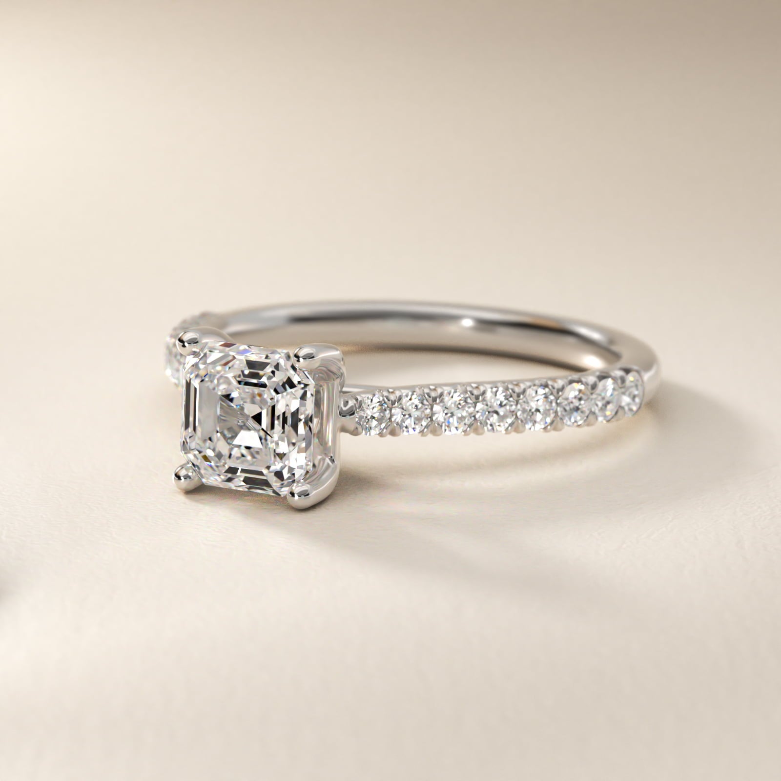 Modern Trellis Diamond Engagement Ring in Platinum - Asscher Center