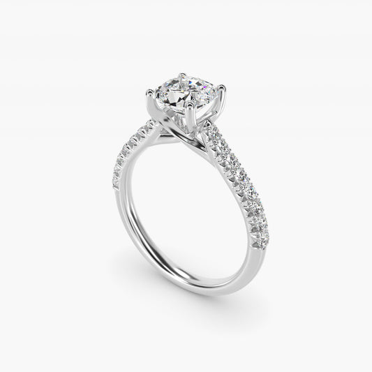 Modern Trellis Diamond Engagement Ring in Platinum - Cushion Center