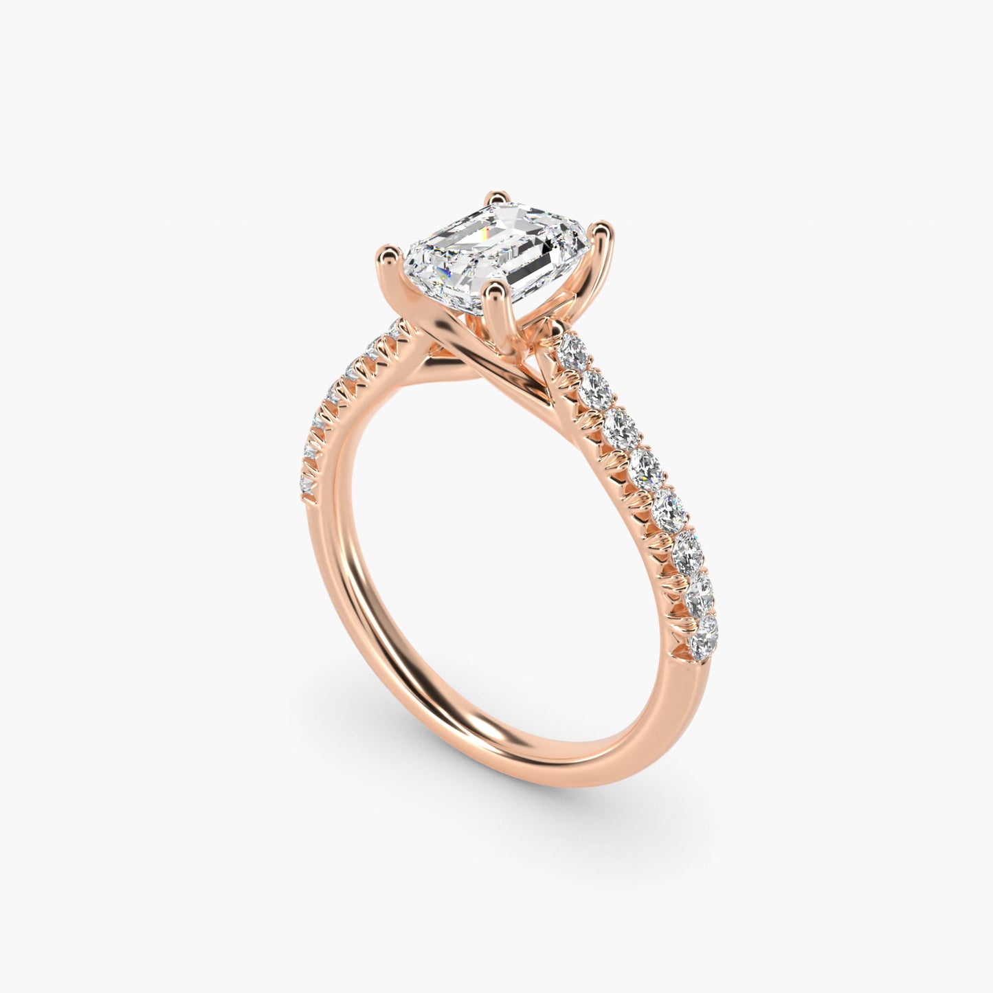 Modern Trellis Diamond Engagement Ring in 14K Rose Gold - Emerald Center