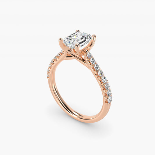 Modern Trellis Diamond Engagement Ring in 14K Rose Gold - Emerald Center