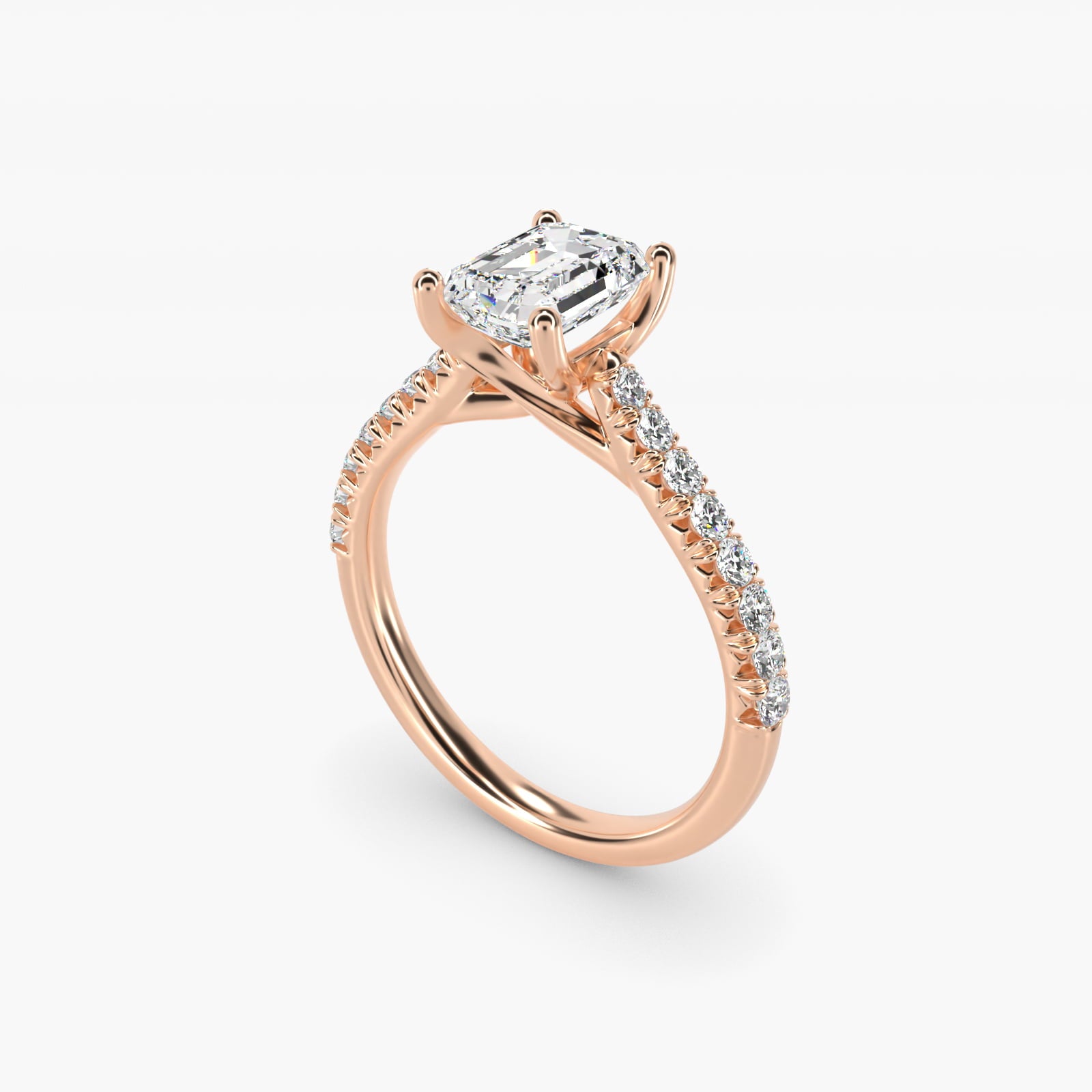 Modern Trellis Diamond Engagement Ring in 18k Rose Gold - Emerald Center