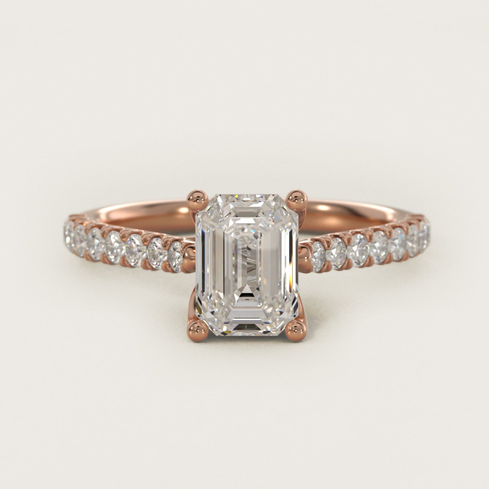 Modern Trellis Diamond Engagement Ring in 18k Rose Gold - Emerald Center
