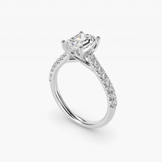 Modern Trellis Diamond Engagement Ring in 14k White Gold - Emerald Center