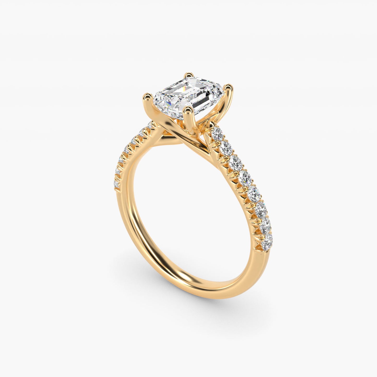 Modern Trellis Diamond Engagement Ring in 18k Yellow Gold - Emerald Center