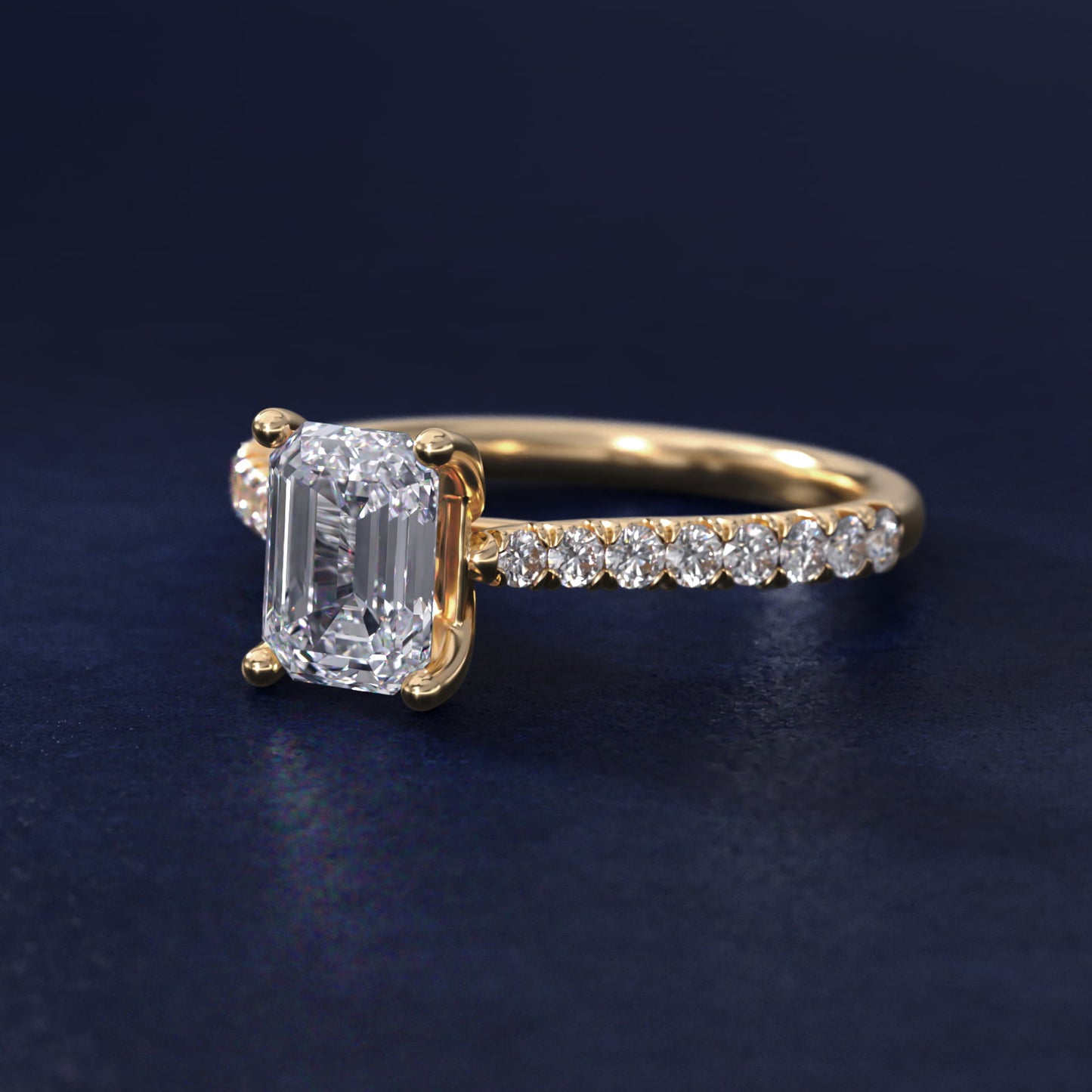 Modern Trellis Diamond Engagement Ring in 18k Yellow Gold - Emerald Center