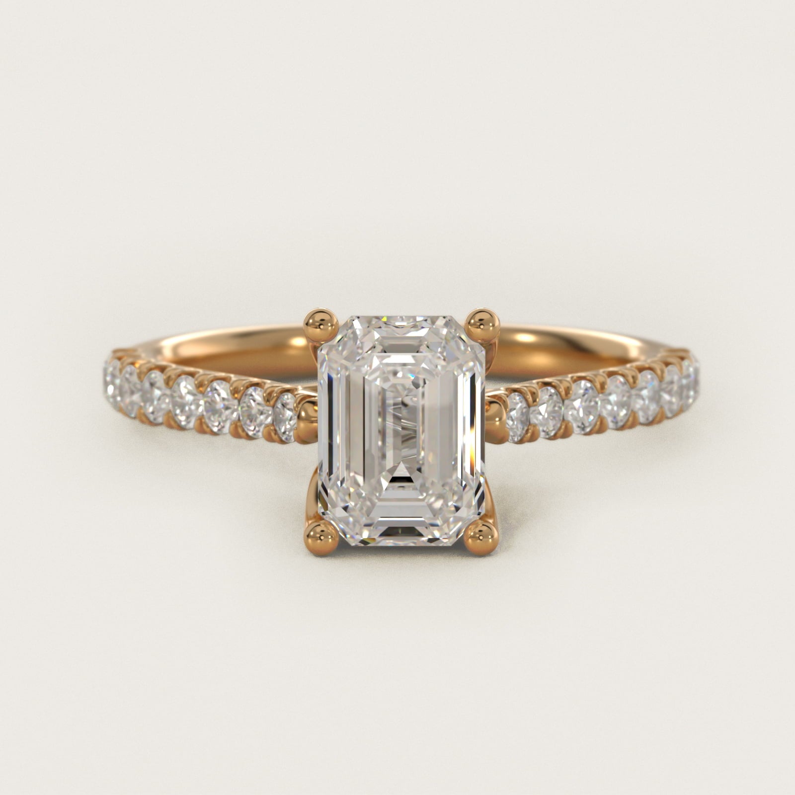 Modern Trellis Diamond Engagement Ring in 14k Yellow Gold - Emerald Center