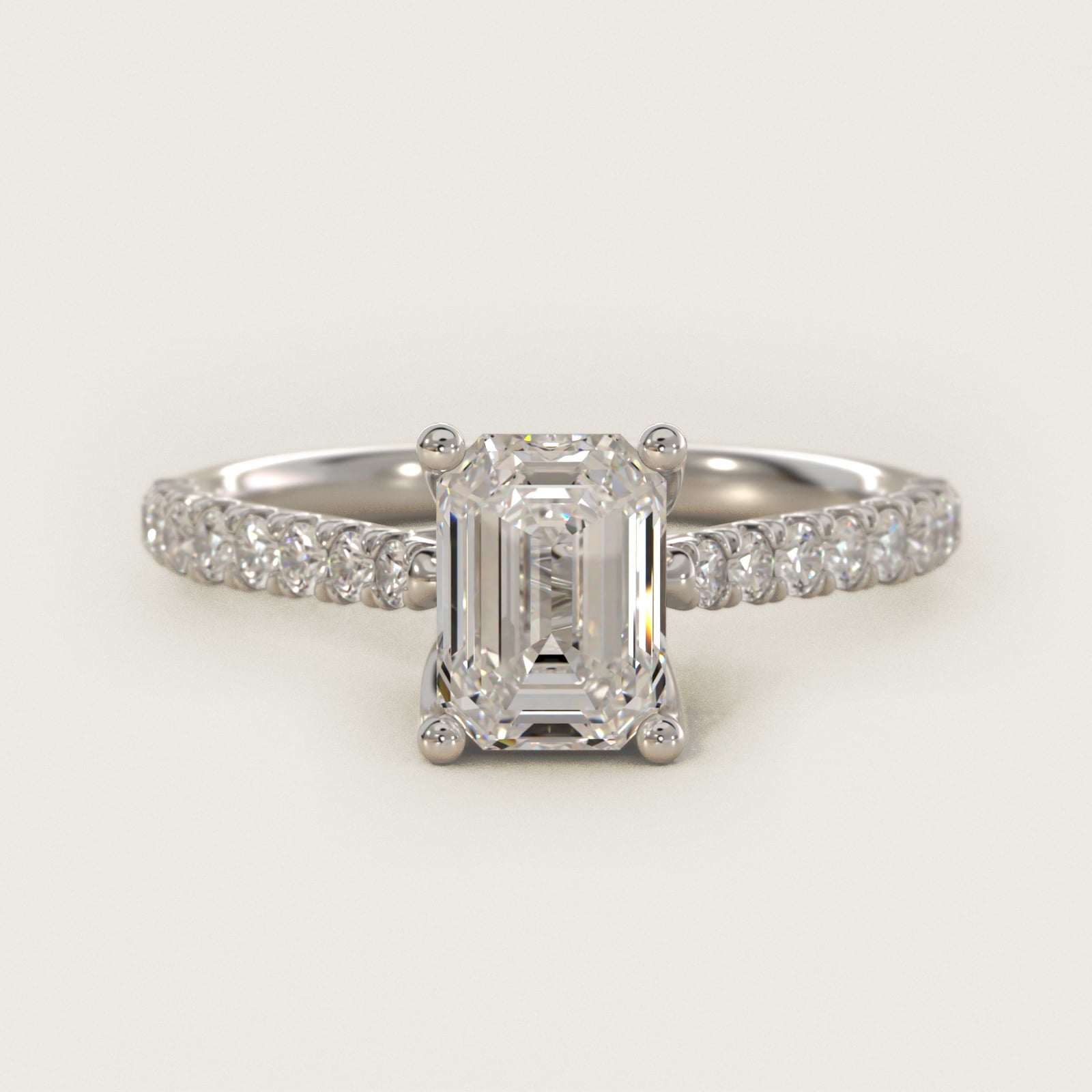 Modern Trellis Diamond Engagement Ring in Platinum - Emerald Center