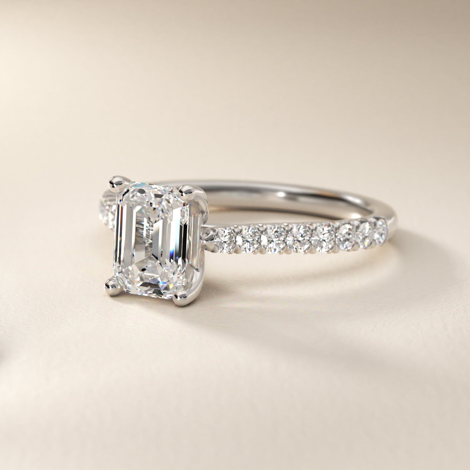 Modern Trellis Diamond Engagement Ring in Platinum - Emerald Center
