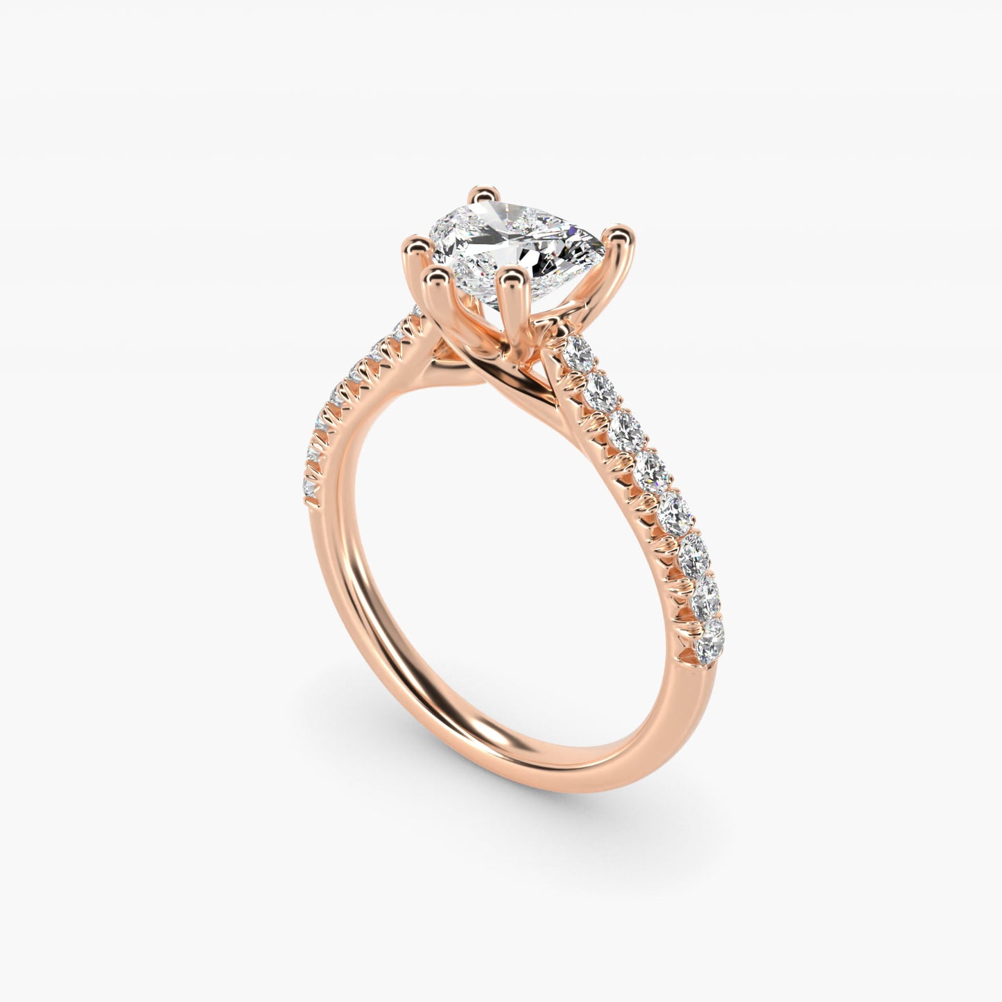 Modern Trellis Diamond Engagement Ring in 18k Rose Gold - Heart Center