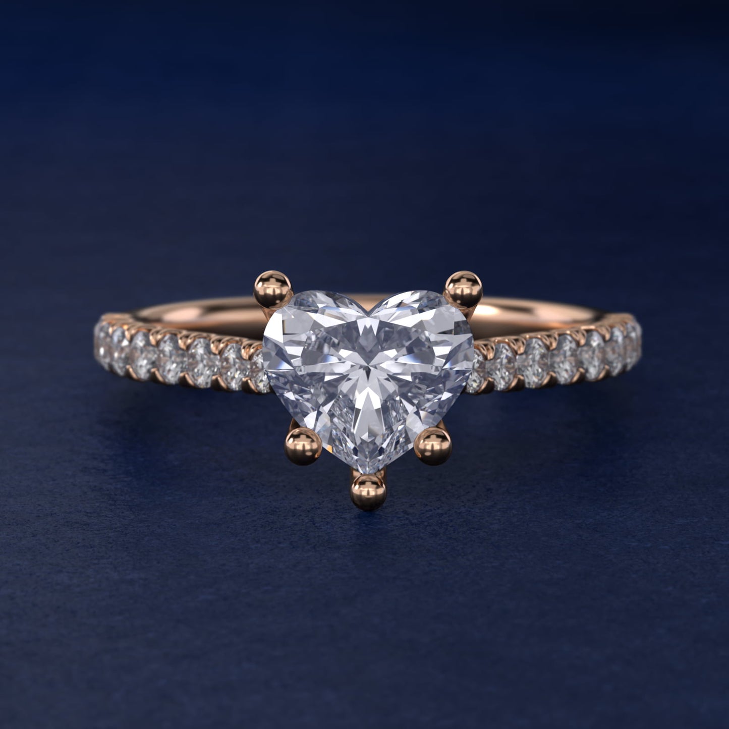 Modern Trellis Diamond Engagement Ring in 14K Rose Gold - Heart Center