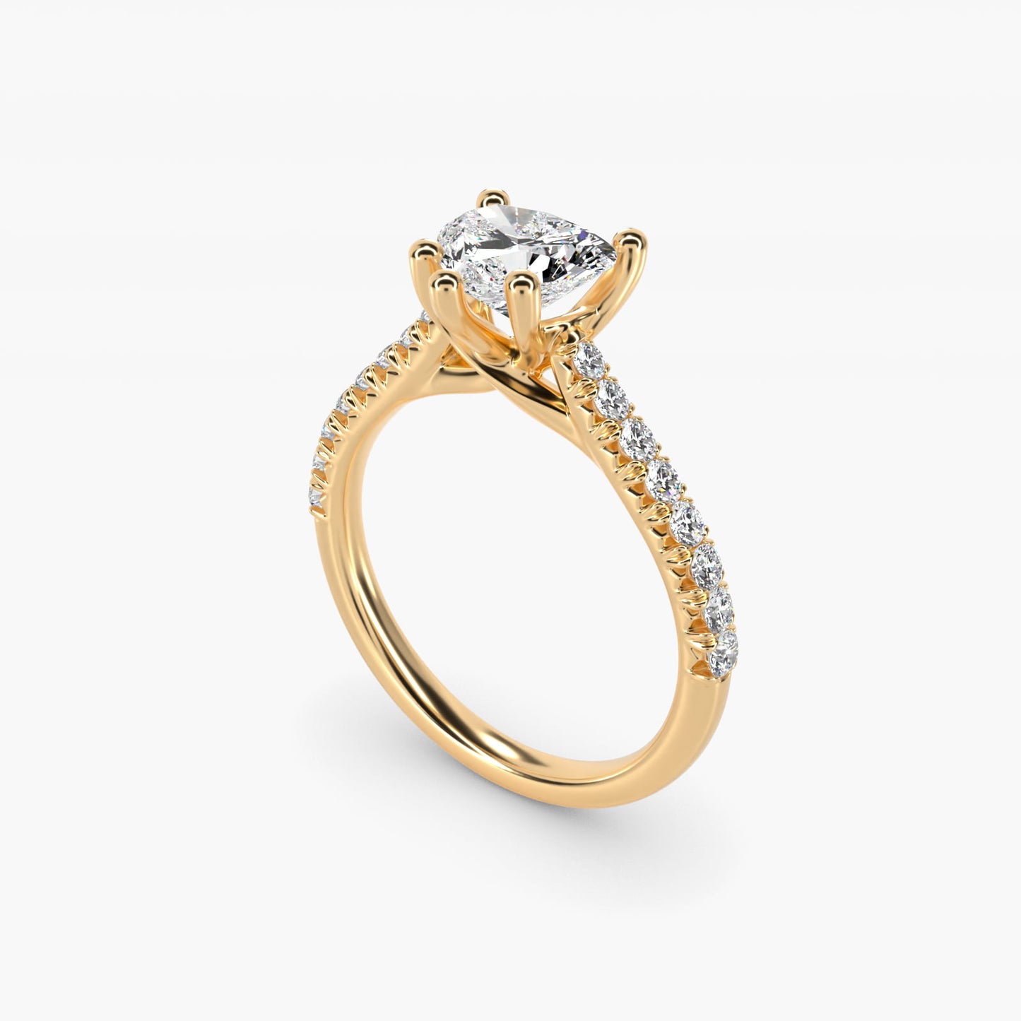 Modern Trellis Diamond Engagement Ring in 18k Yellow Gold - Heart Center