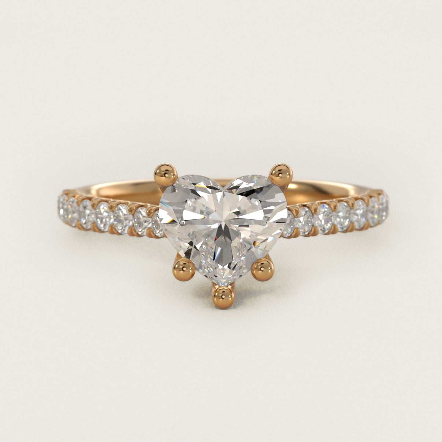 Modern Trellis Diamond Engagement Ring in 18k Yellow Gold - Heart Center
