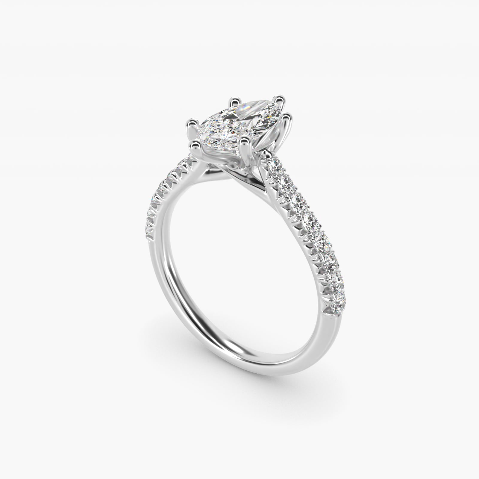 Modern Trellis Diamond Engagement Ring in Platinum - Marquise Center