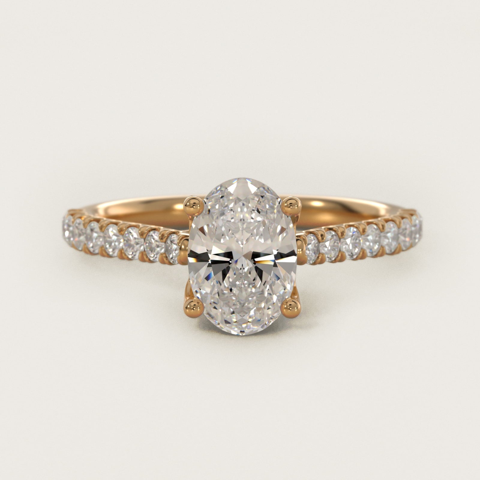 Modern Trellis Diamond Engagement Ring in 18k Yellow Gold - Oval Center