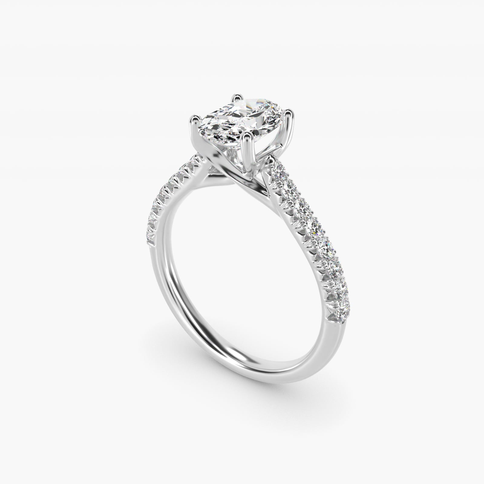 Modern Trellis Diamond Engagement Ring in Platinum - Oval Center