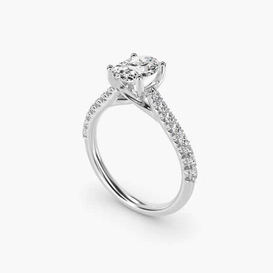 Modern Trellis Diamond Engagement Ring in Platinum - Oval Center