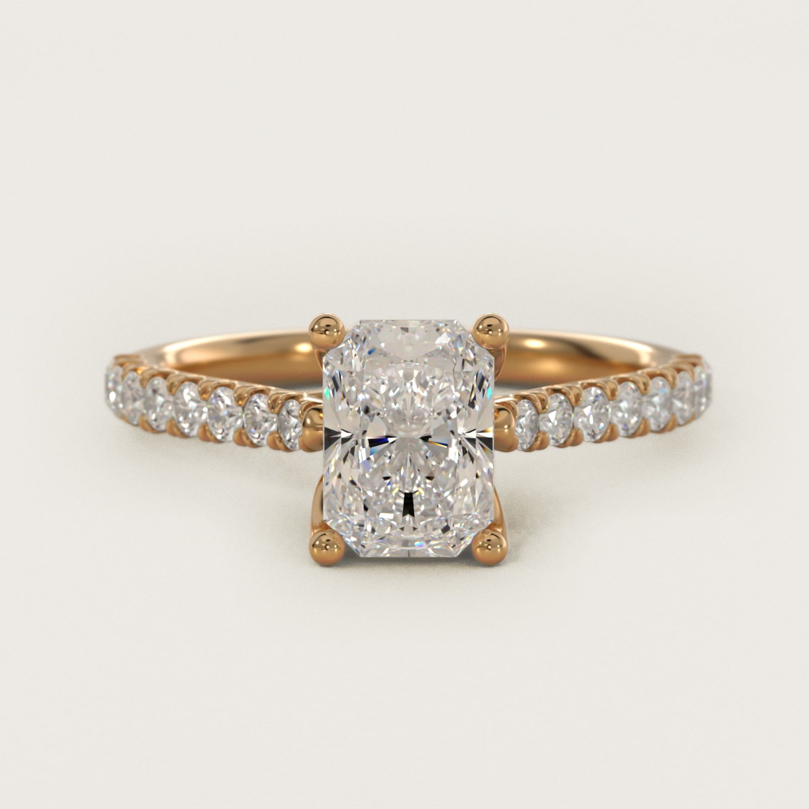 Modern Trellis Diamond Engagement Ring in 14k Yellow Gold - Radiant Center