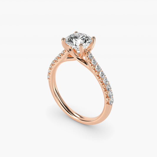 Modern Trellis Diamond Engagement Ring in 14K Rose Gold - Round Center